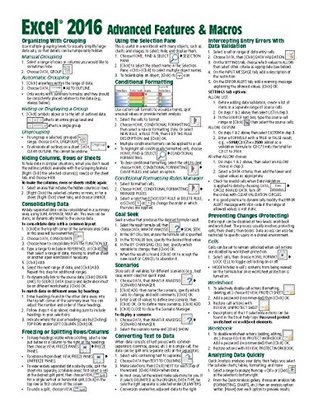 Download Microsoft Excel 2016 Advanced & Macros Quick Reference Guide - Windows Version (Cheat Sheet of Instructions, Tips & Shortcuts - Laminated Card) - Beezix Inc. file in PDF