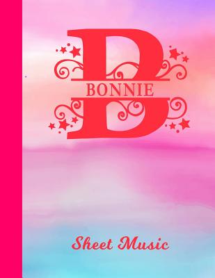 Download Bonnie Sheet Music: Personalized Name Letter B Blank Manuscript Notebook Journal - Pink & Blue Watercolor Cover - Instrument Composition Book for Musician & Composer - 12 Staves per Page Staff Line Notepad & Notation Guide - Create, Compose & Write Creati -  file in PDF