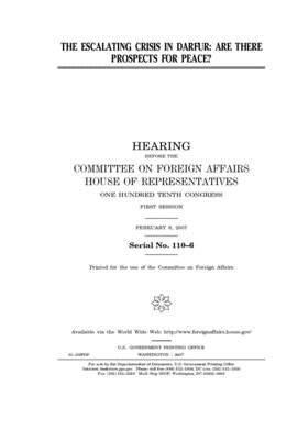Read The escalating crisis in Darfur: are there prospects for peace? - U.S. House of Representatives | ePub